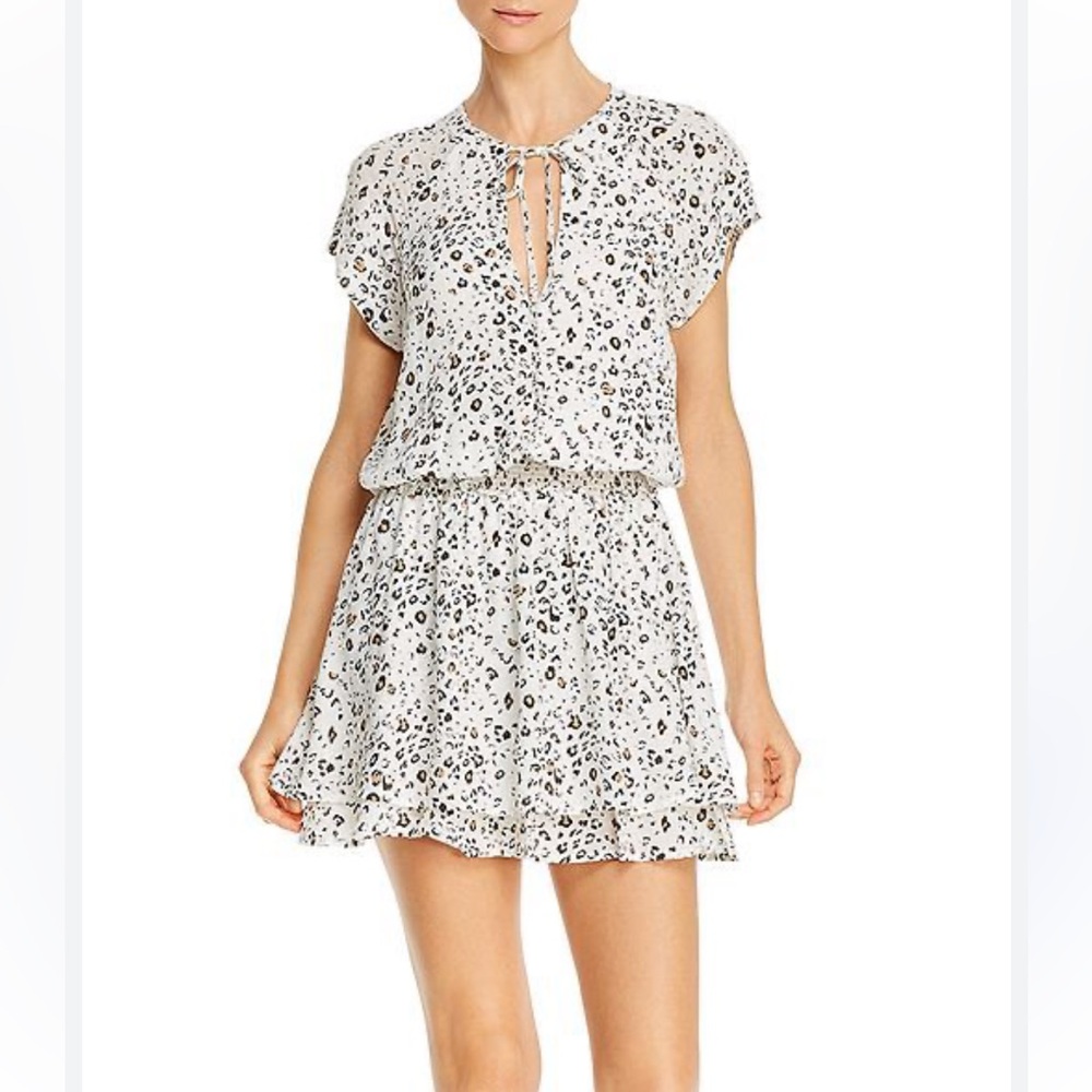 Rails Karla White Mocha Leopard Print Mini Dress Sz S